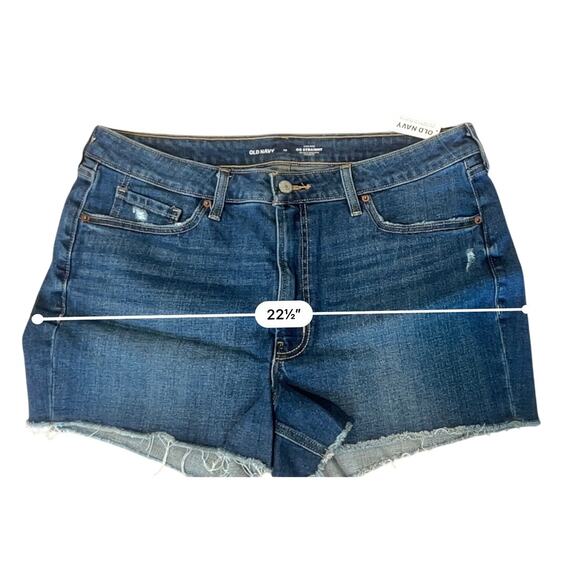 Old‎ Navy High Waisted 3" Inseam OG Blue Jean Cut Off Shorts 16 Medium Wash NWT - Picture 5 of 8